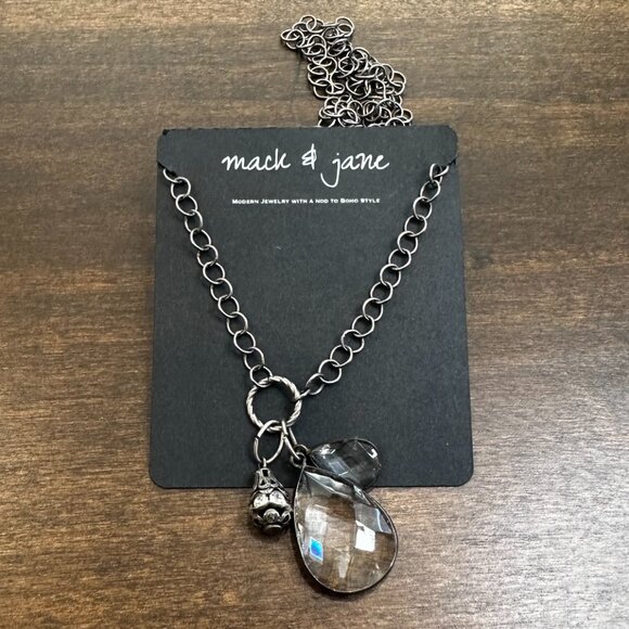 Mack and Jane Gunmetal Crystal Bohemian 3-Charm Necklace - Picture 1 of 5